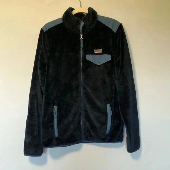 L.L. Bean teal  navy fleece full zip jacket - Picture 1 of 6
